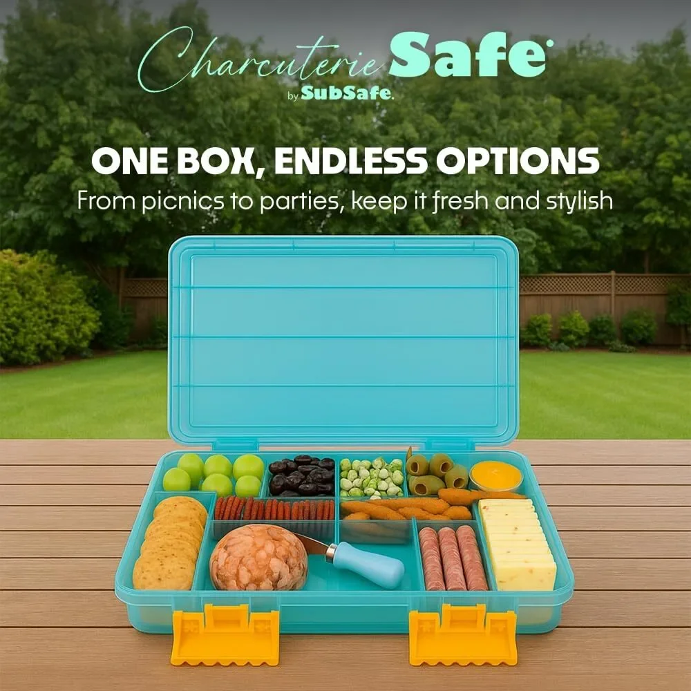 NWT SubSafe Charcuterie Board with Lid Seafoam Green